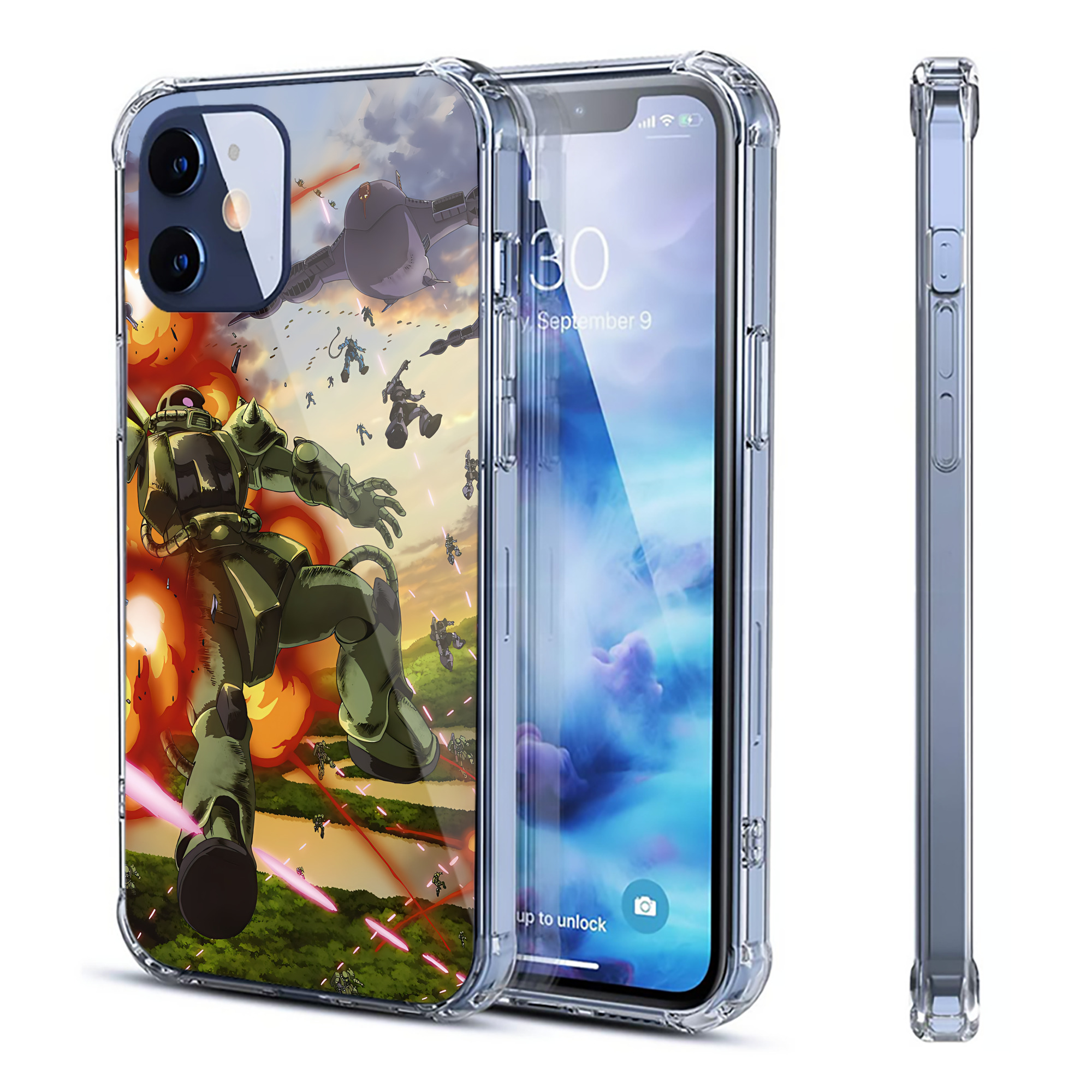 （画像用） 機動戦士ガンダム Mobile Suit Gundam 【iPhone 12シリーズ対応】透明スマホケース（クリアソフトケース）